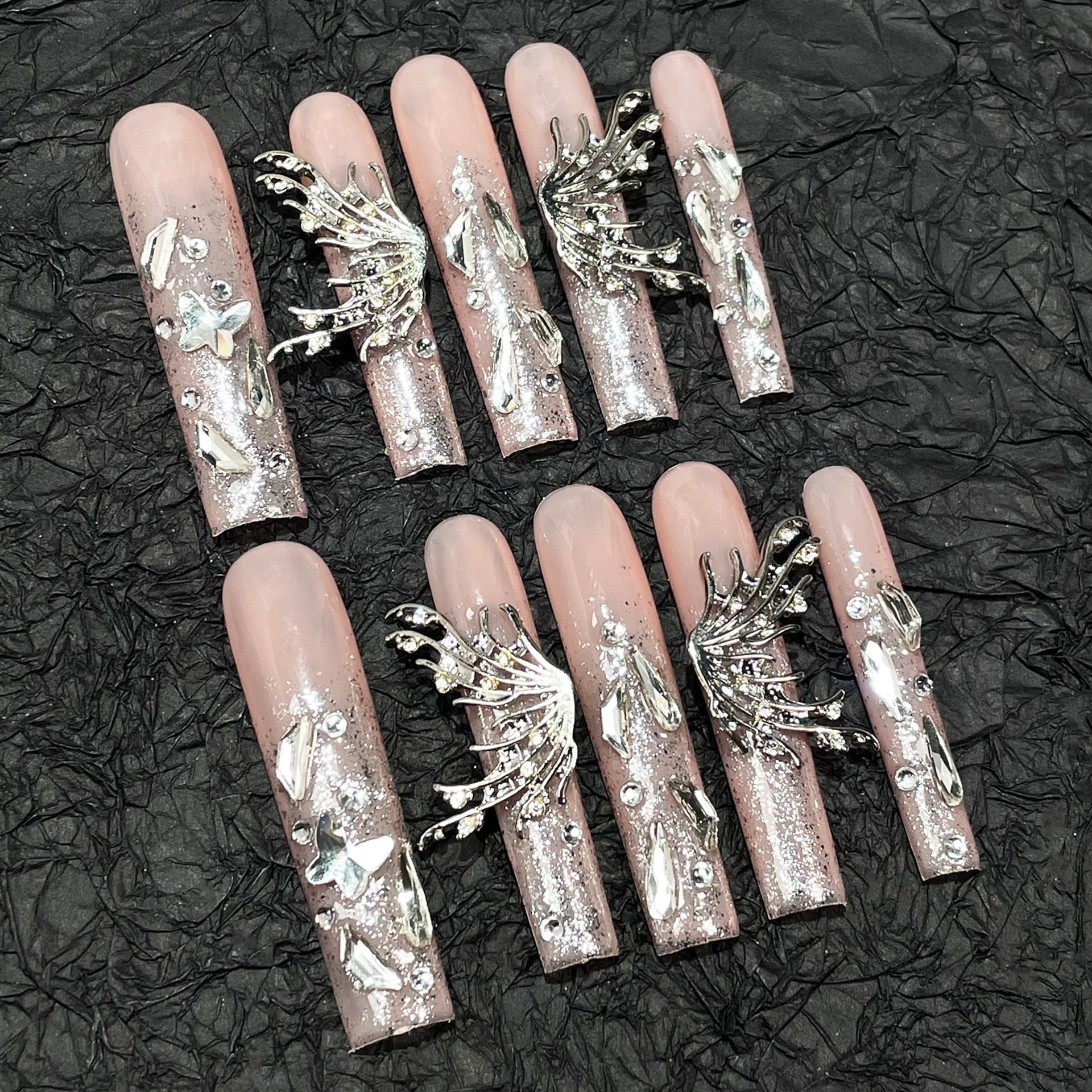 Sweet Cool Spice Girl Unhas Pressionadas Feitas à Mão Explosão Indústria Pesada Europa e América Super Longo Cachimbo de Água Adesivo de Unha Adesivo de Unha Vestível ｜365nails