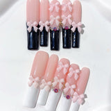 Black French Bow Elegant Extra Long Press On Nails