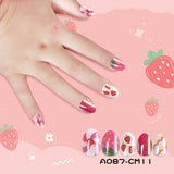 Kids press-on nails Summer Cartoon Phosphorescent Strawberry 24 Slices (MOQ=3)