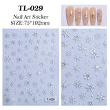 Crystal Diamond Hot Silver Snowflake Nail Art Sticker 5D Embossed Three-dimensional Hot Stamping Snowflake DIY Nail Sticker Jewelry TL