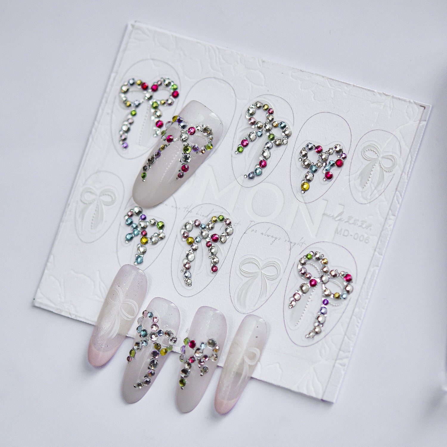 365nails: "multicolor rhinestone bow" – Nail Art Stickers