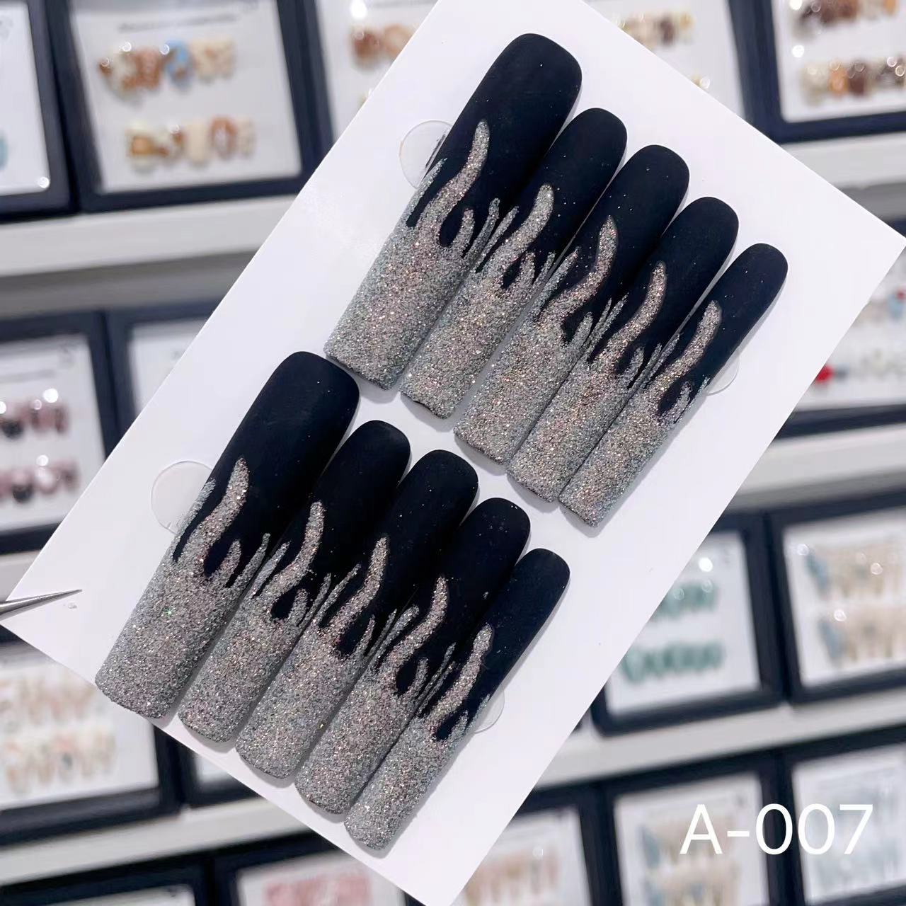 Extra Long 5.5cm Water Pipe Press-On Nails | Handmade Collection | Round Shape