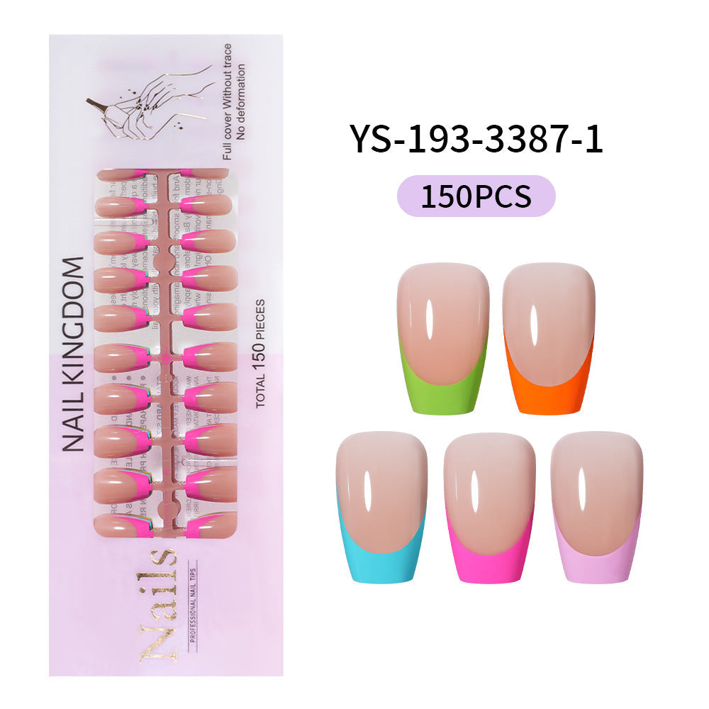 Nail Tips French press on nails  explosion five-color rectangular versatile removable patch manicure 150 pieces fake nail piece