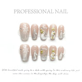 Porcelain White Cat‑Eye Press‑On Nails – Christmas Tree & Crystal Design