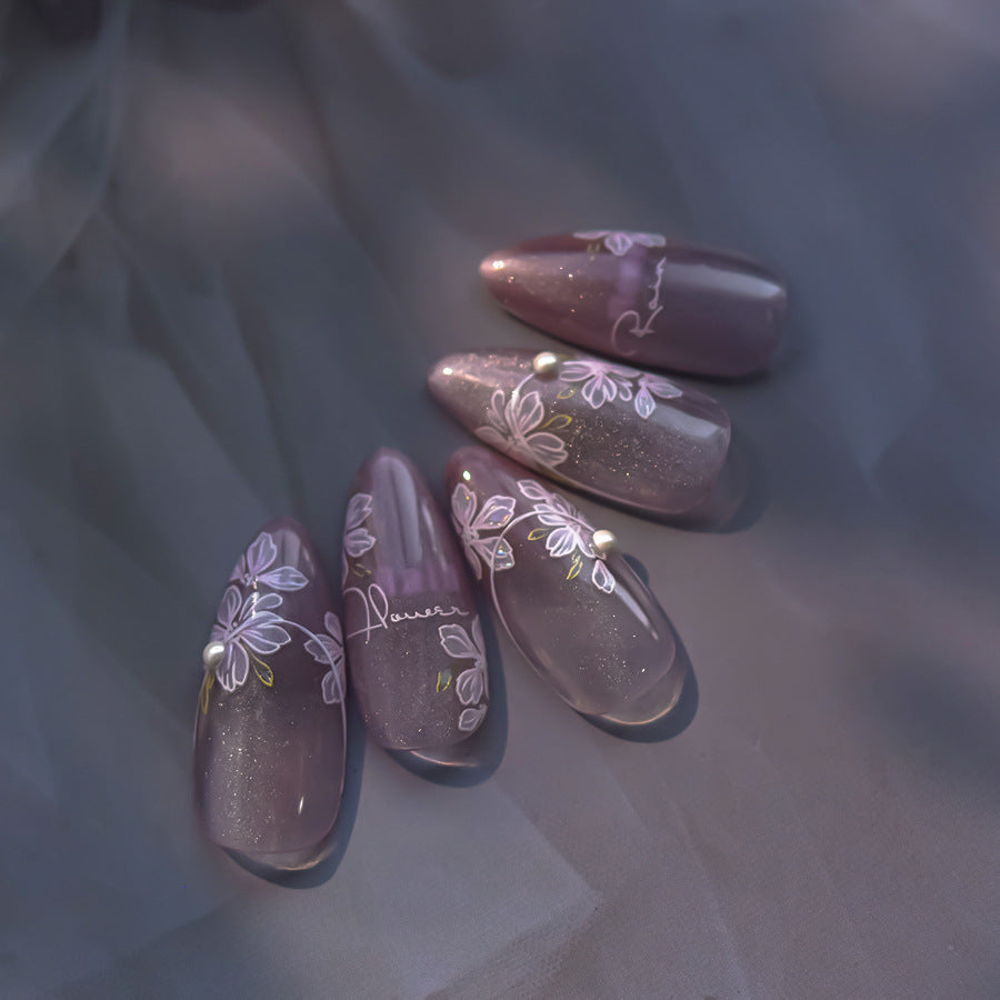 Lavender Cherry Blossom: "Twilight Sakura Dream" – 5D Embossed Nail Sticker