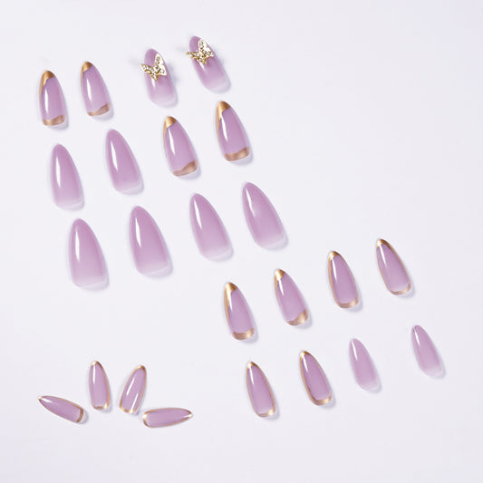 Smoke Purple Phnom Penh Butterfly Wear Nail Art Finished Fake Nail Nail Art Patch Nail Patch Removable Nail Patch｜365nails