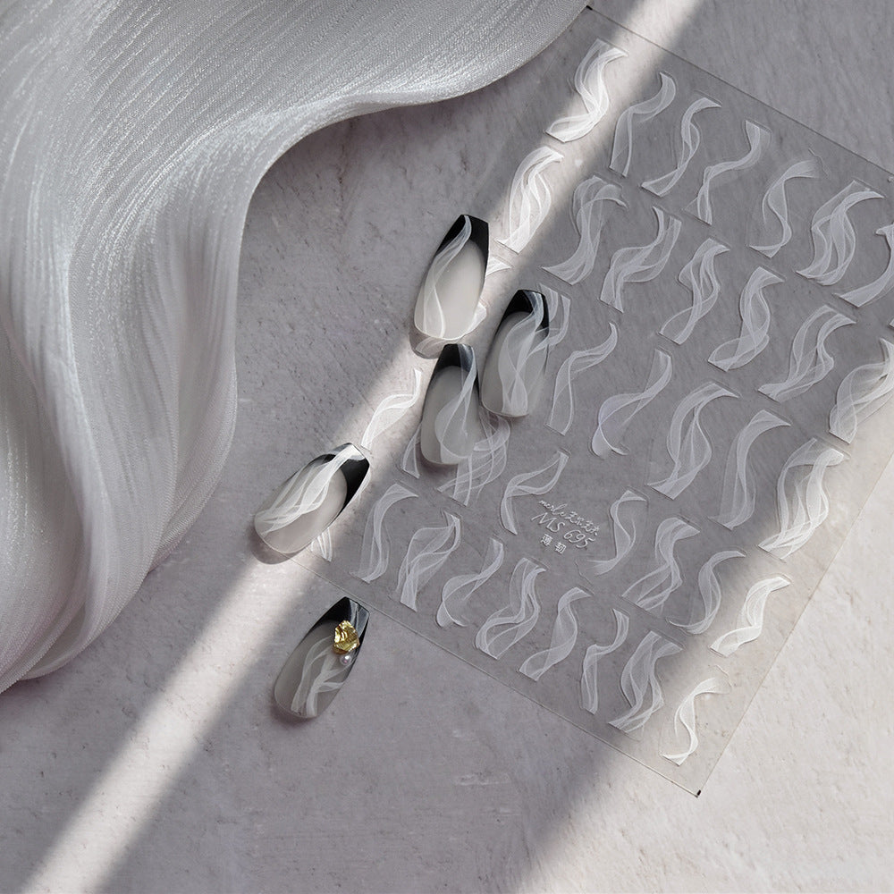 Wispy Smoke: "Black Ink Swirl" – 3D Nail Sticker