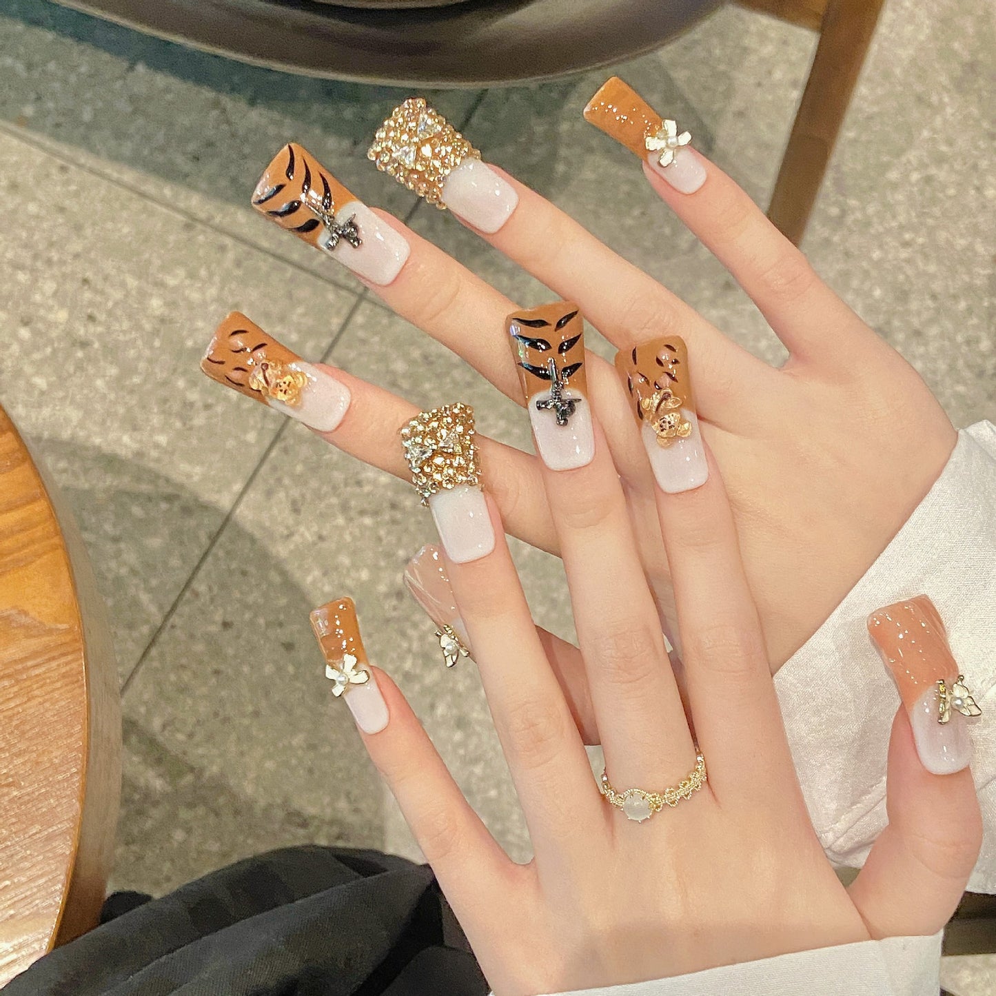 French Leopard Print Pure Handmade press on nails Spice Girl Wind Black Gold Explosive Advanced Sense Millennium | 365nails