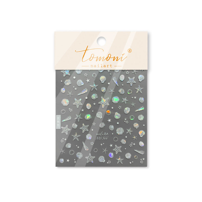 Holographic Seashell Star – Ocean Dream Nail Art Stickers