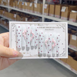 White Dotted Floral Accent Playful Press On Nails