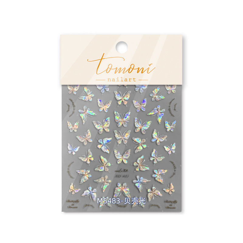 Holographic Butterfly: "Shell Shimmer" – 3D Nail Sticker