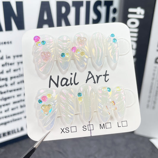 Summer Colorful Candy   Simple Aurora 3D Three-dimensional Relief Handemade press on nails Patch｜365nails