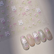 365nails: "Floral Bunny with Pink Bows" – nail art stickers