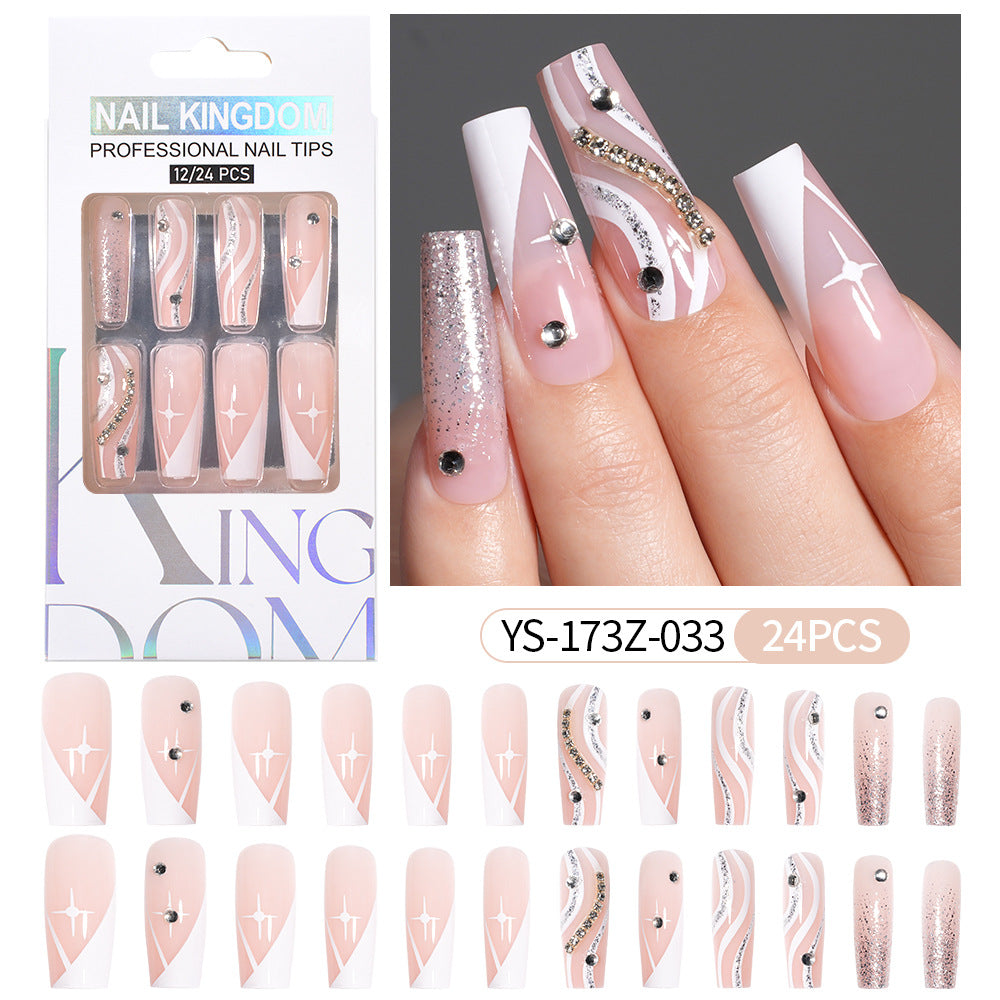 Press on nails fake nail patch extension nail Spice Girl medium rectangle removable 24 pieces with drill manicure