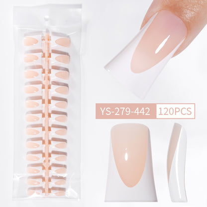 Nail Tips French Duckbill Shape Nail press on nails Piece Traceless Oil Spray Finished Product Removable False Nail Glossy Prefabricated Nude Nail Art