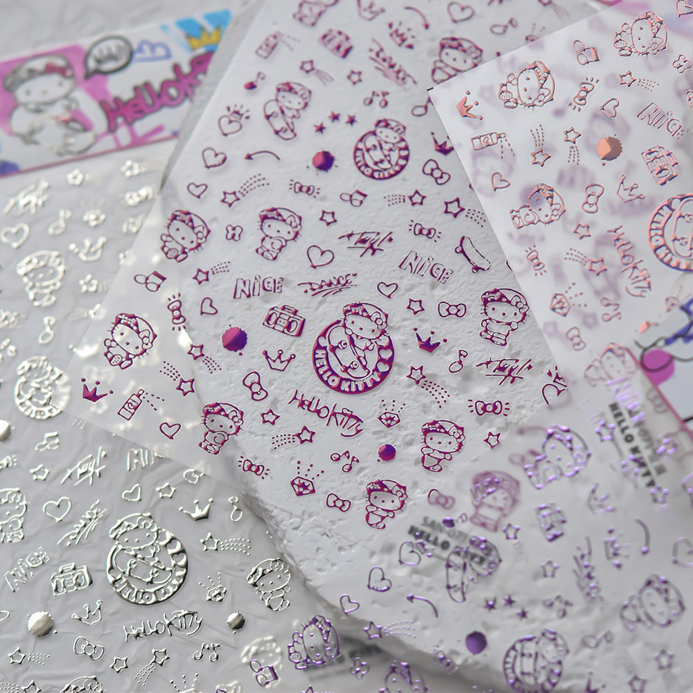 365nails: "Hello Kitty Metallic Outline" – nail art stickers