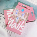 French blue bow press-on nails