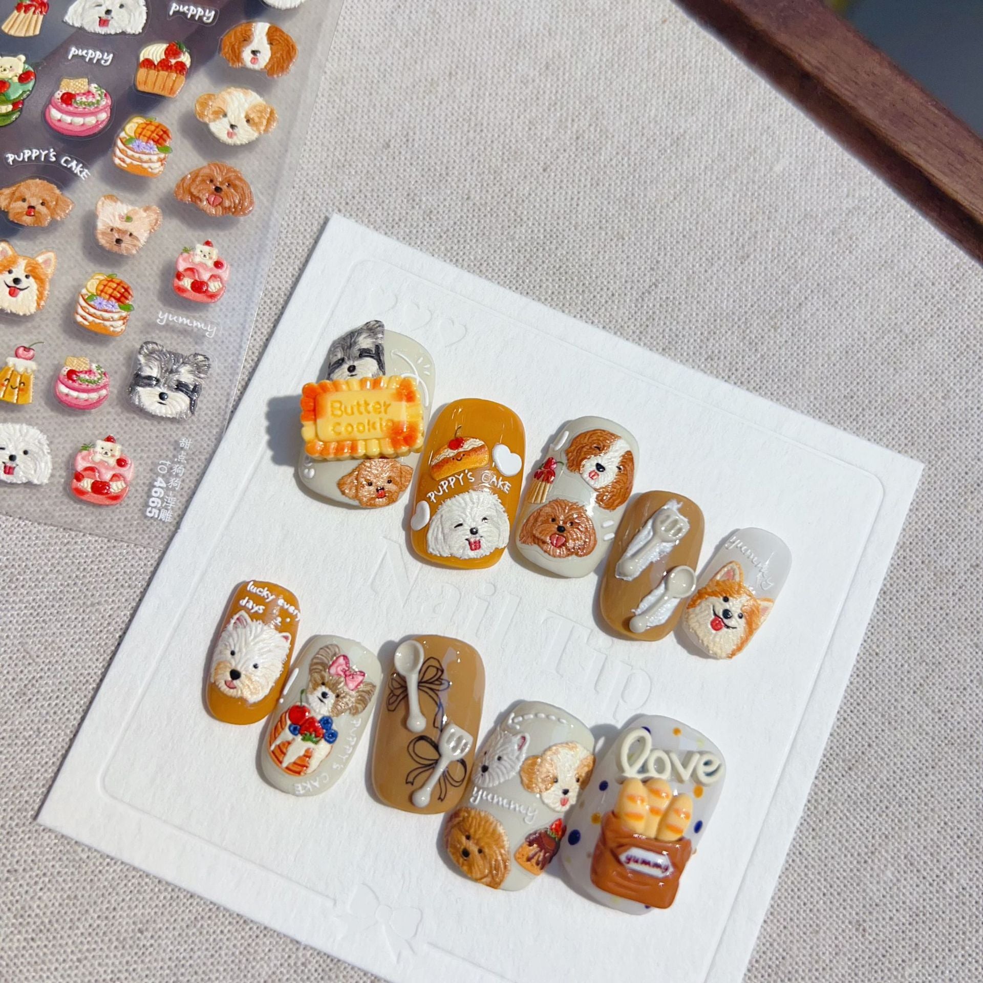 365nails: "귀여운 강아지 & 베이커리" – 네일 아트 스티커