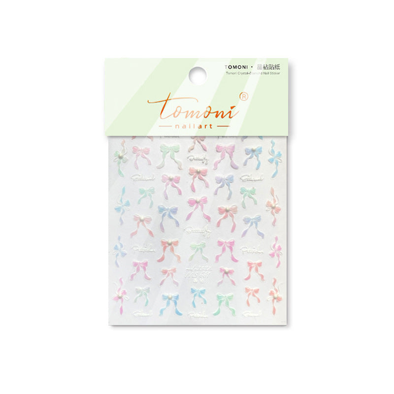 Pastel Ribbon Bow – Crystal Nail Art Accent Set