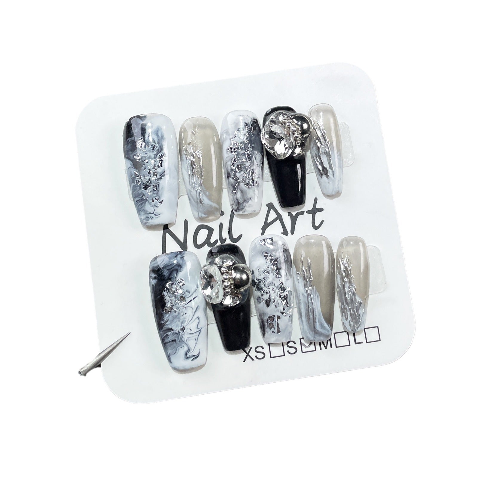 Luxury Gray-White Nails with Soft Marble Blending