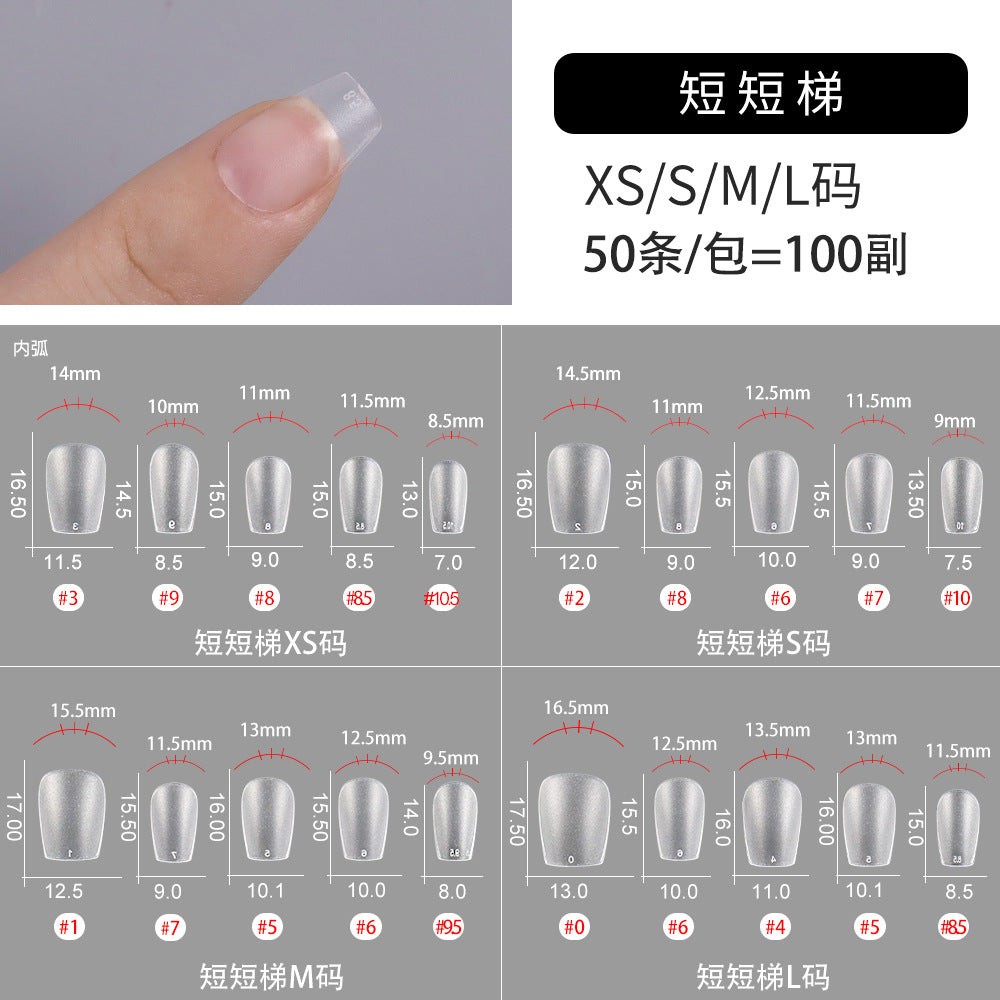Nail Tips The new press on nails piece is divided into 20 pieces, the whole piece is seamless, and the short one is fully attached to the trapezoidal matte nail piece fake nail.