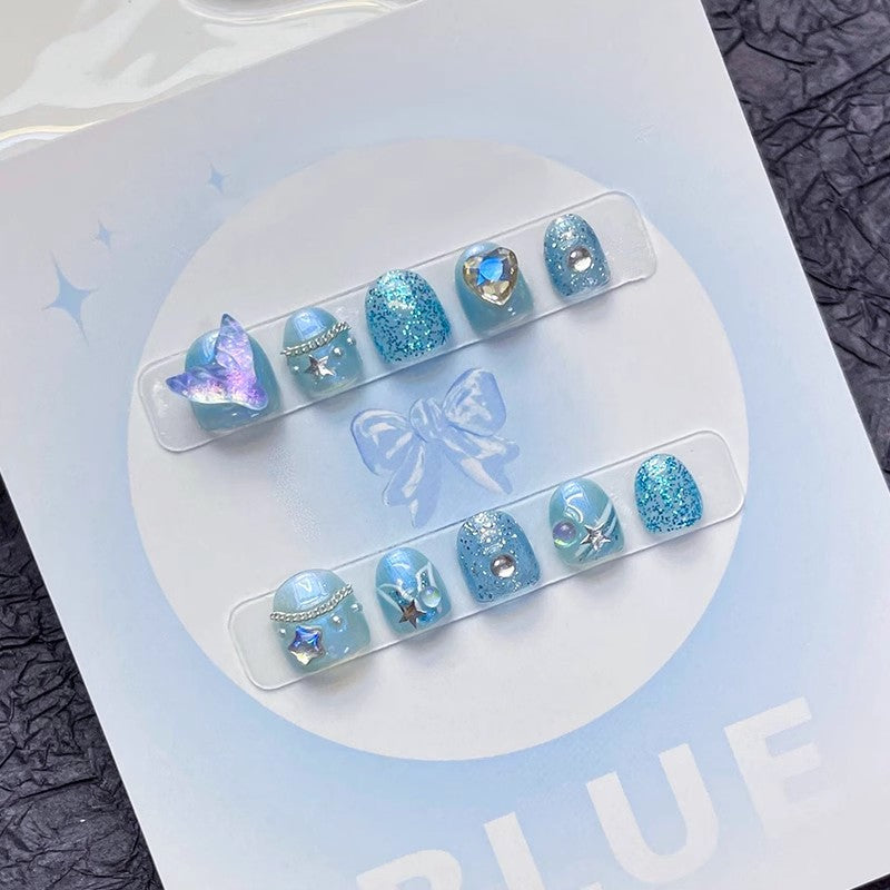365nails: "dreamy mermaid princess" – short round handmade kids press-on nails