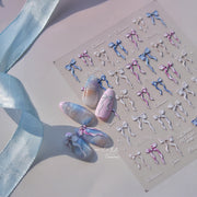 Pastel Long-Tail Bow: "Embossed Pastel" – 3D Nail Sticker