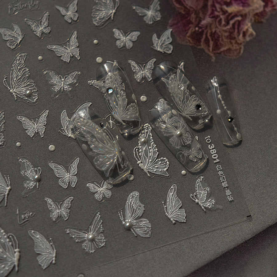 Crystal Lace Butterfly – Bridal Nail Art Stickers