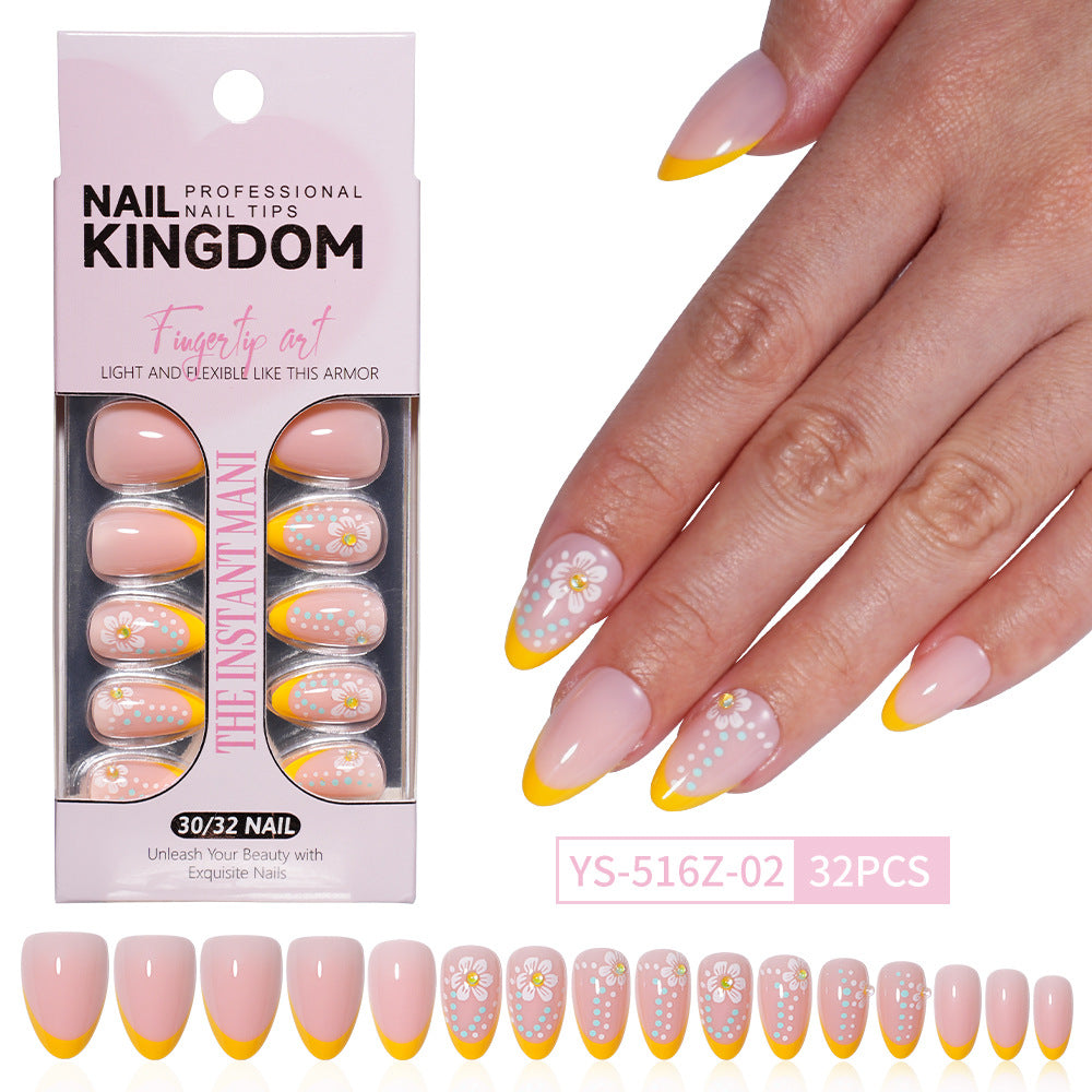 "Spring Daisy French" - Floral 32Pcs Press-On Nails Set