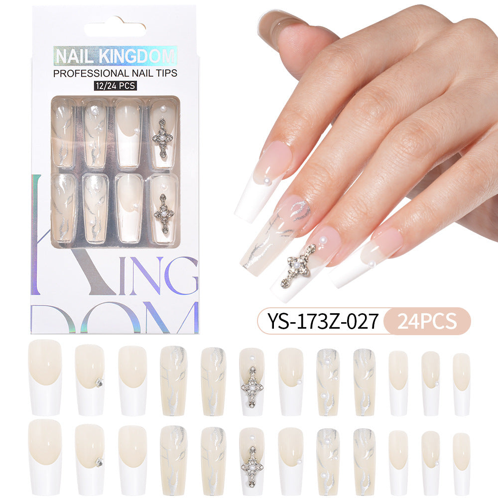 Press on nails fake nail patch extension nail Spice Girl medium rectangle removable 24 pieces with drill manicure