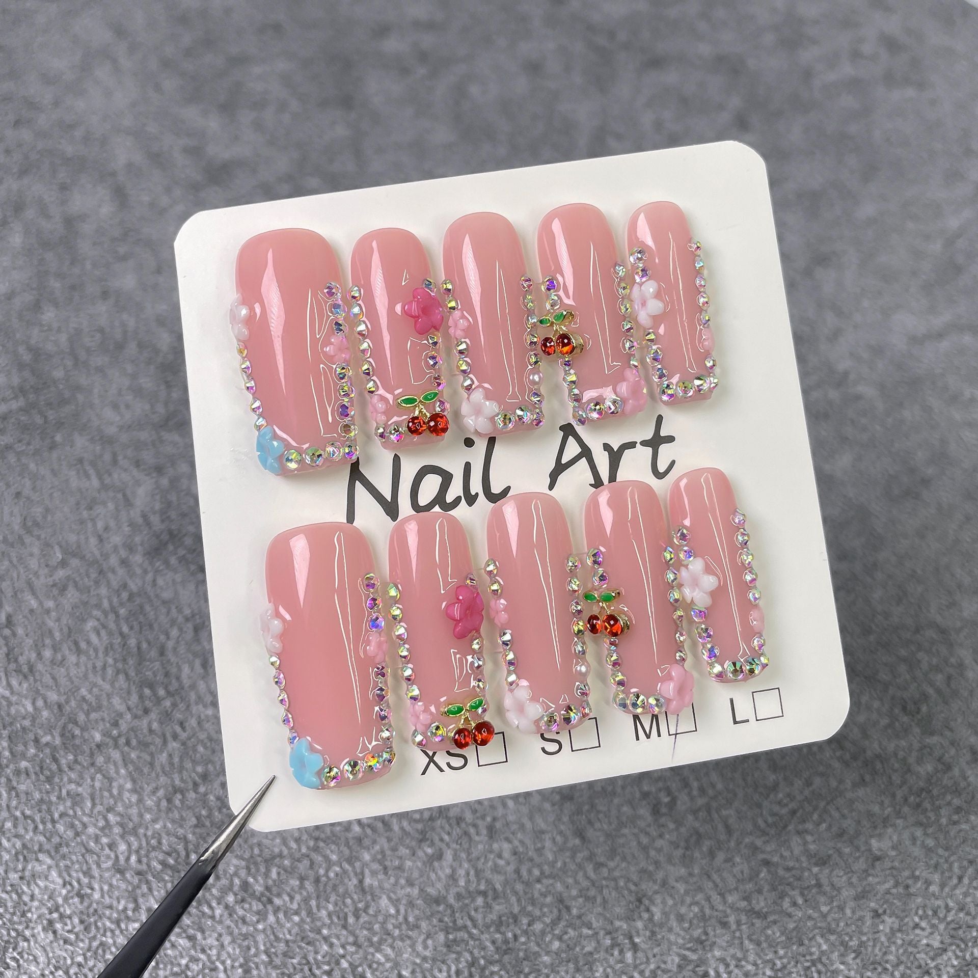 Square manicure, sweet and pure, icy and long, press-on nails, pure handmade finished fake nails｜365nails