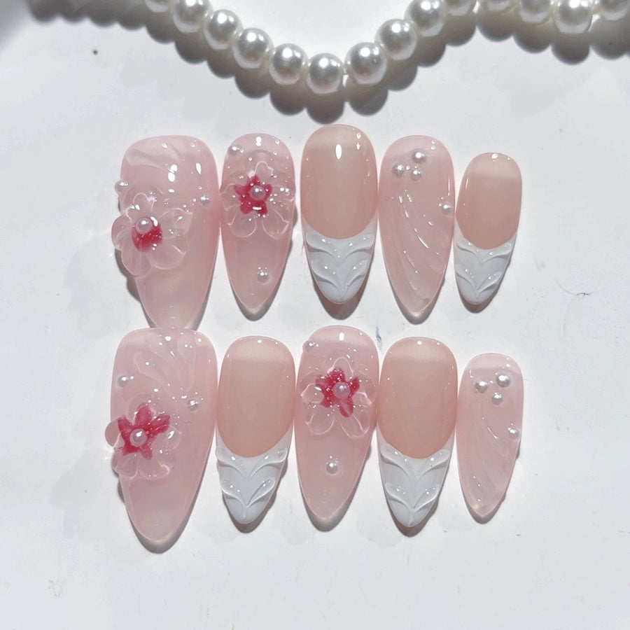 Blush Bride: "Cherry Blossom" – Almond Press-Ons