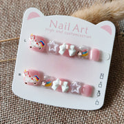 365nails-Unicorn Kids Series: "Rainbow Unicorn Dream" – Short Square Kids Nail Art
