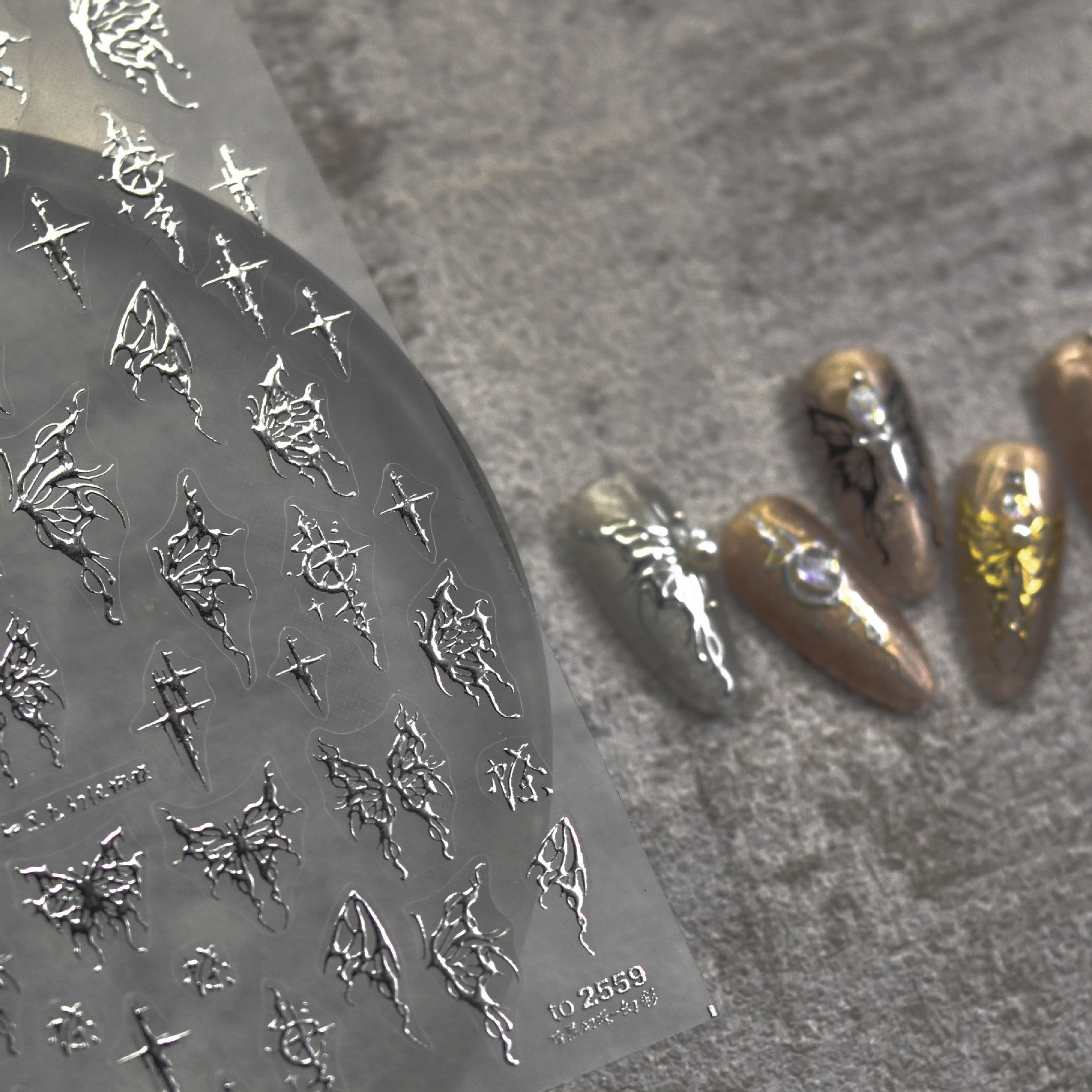 Holographic Butterfly: "Iridescent Fantasy" – 5D Embossed Nail Sticker