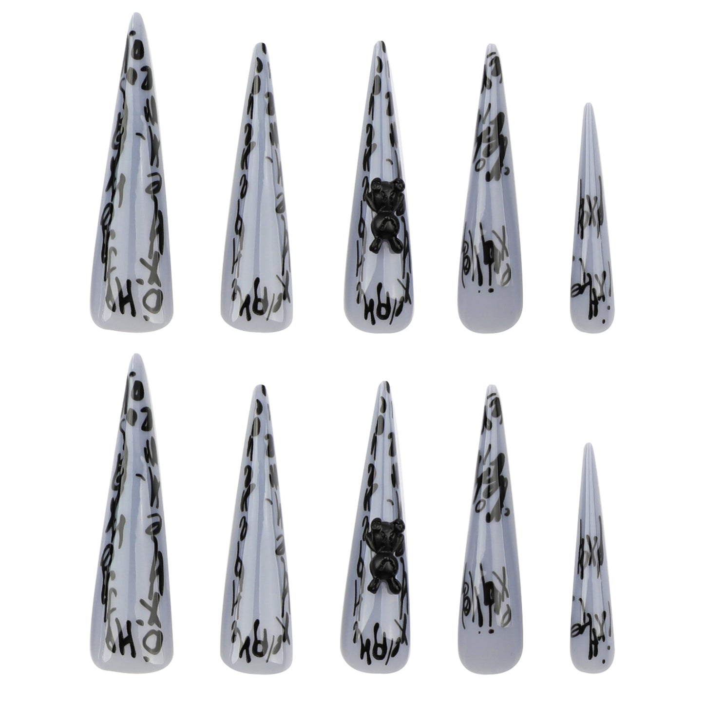 Europe and the United States  hot-selling Spice Girls wear nail graffiti letter wearable nail piece extra long tip nail art fake nail wholesale｜365nails