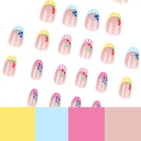 Cute and fresh cartoon fruit wearing nail short round short manicure nail piece French wearing nail piece wholesale