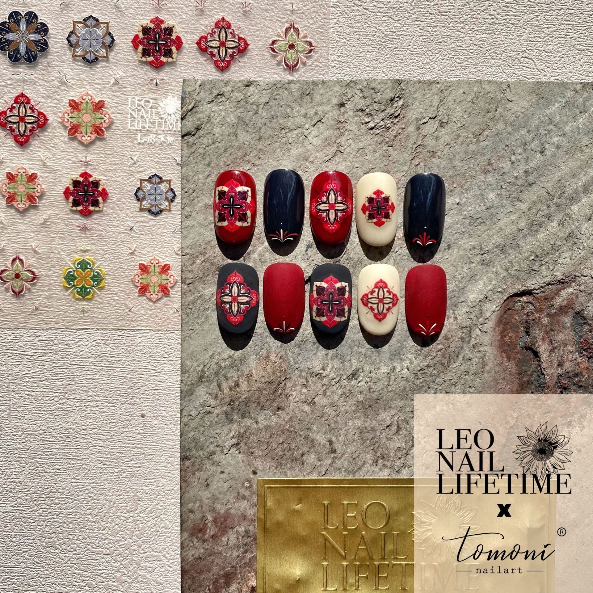 Ethnic Tile Floral – 5D Embossed Artistic Accent Set