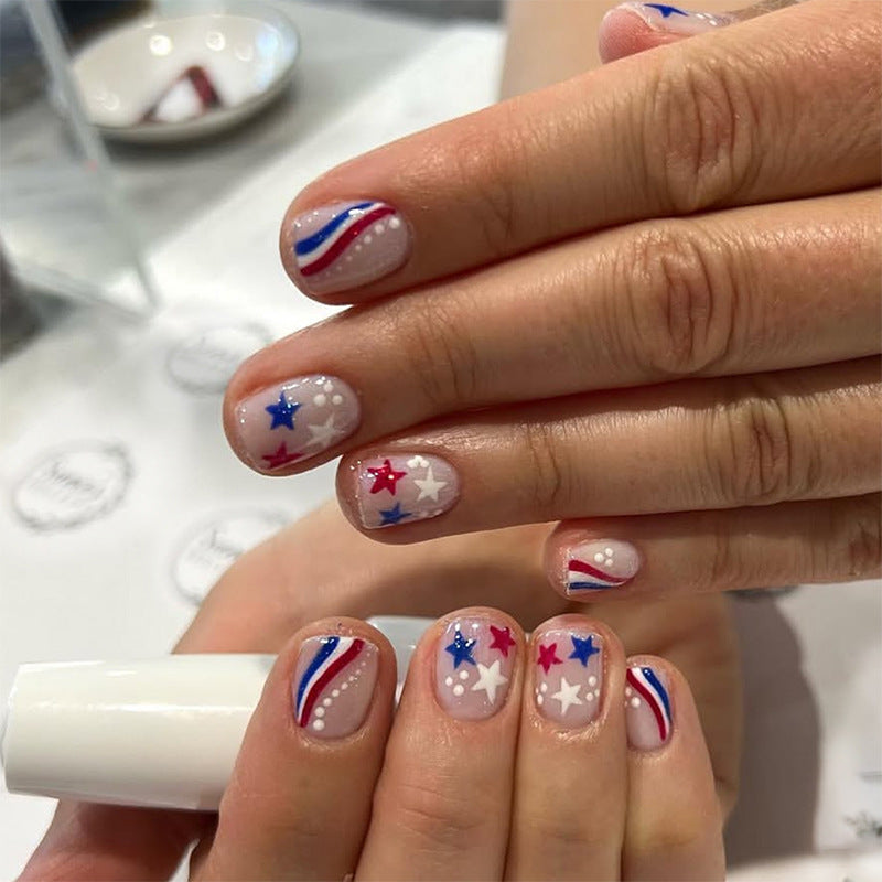 365nails: "USA Love" – Graphic Typography & Flag Pattern Printed Almond Nails