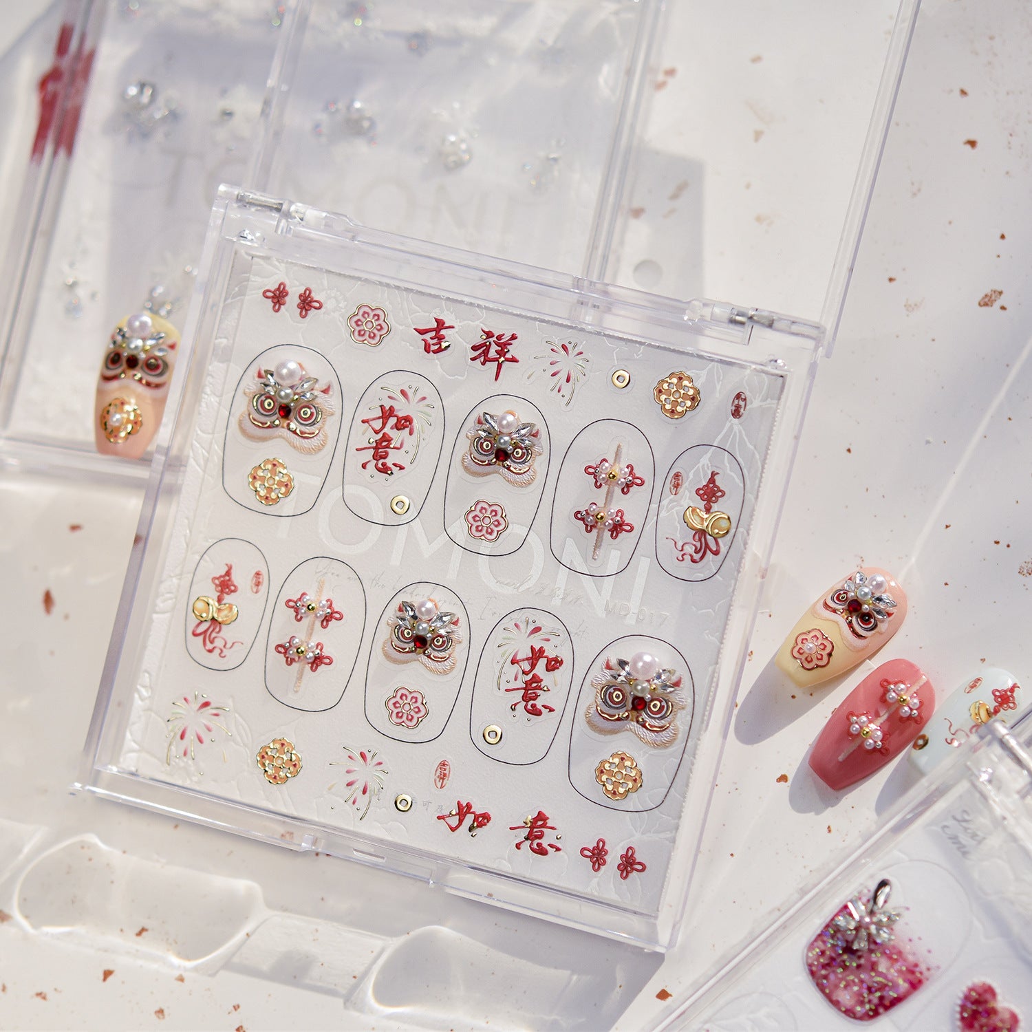 365nails: "set press-on nœud bijou écossais rouge" – Autocollants pour ongles