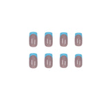 Unhas postiças premium em gel azul acinzentado, à prova d'água e removíveis, com acabamento em gel azul acinzentado ｜365nails