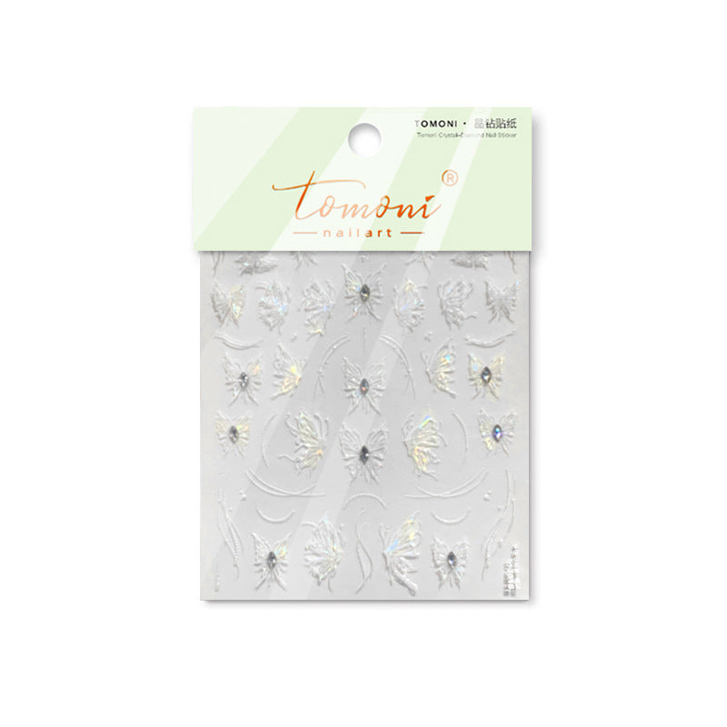 Crystal Butterfly Collection: "Ethereal Wings" – 3D Embossed Nail Sticker