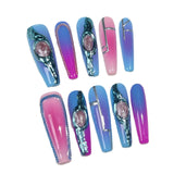 Handemade press on nails Grotesque Future Mechanical Wind Creative Hand Painted Sweet Cool Colorful Spice Girl Nail Art｜365nails