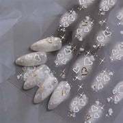 365nails: "빛나는 화이트 & 골드 하트" – 네일 아트 스티커