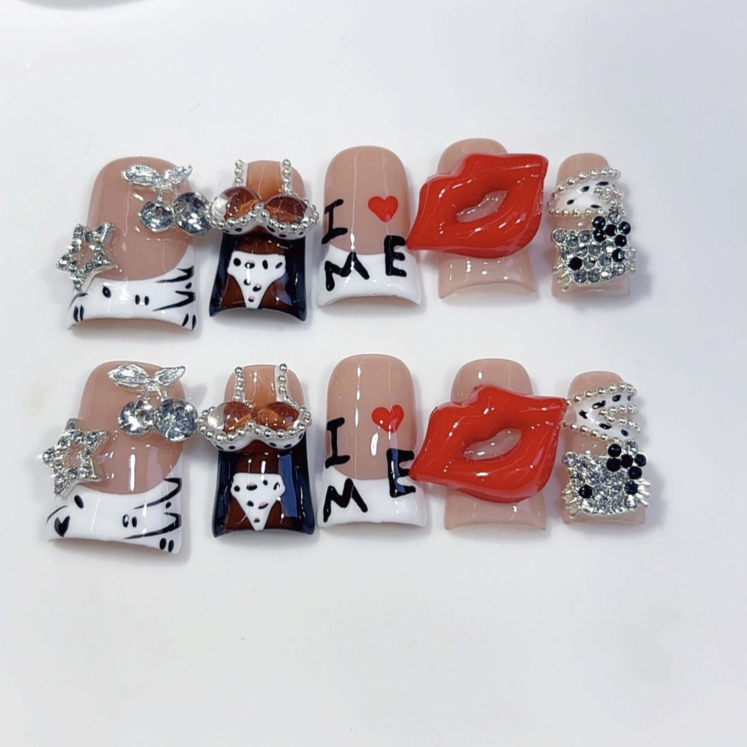 Love & Rock: 我❤️我唇印 – 方形手工製穿戴甲