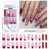 Press on nails fake nail patch extension nail Spice Girl medium rectangle removable 24 pieces with drill manicure