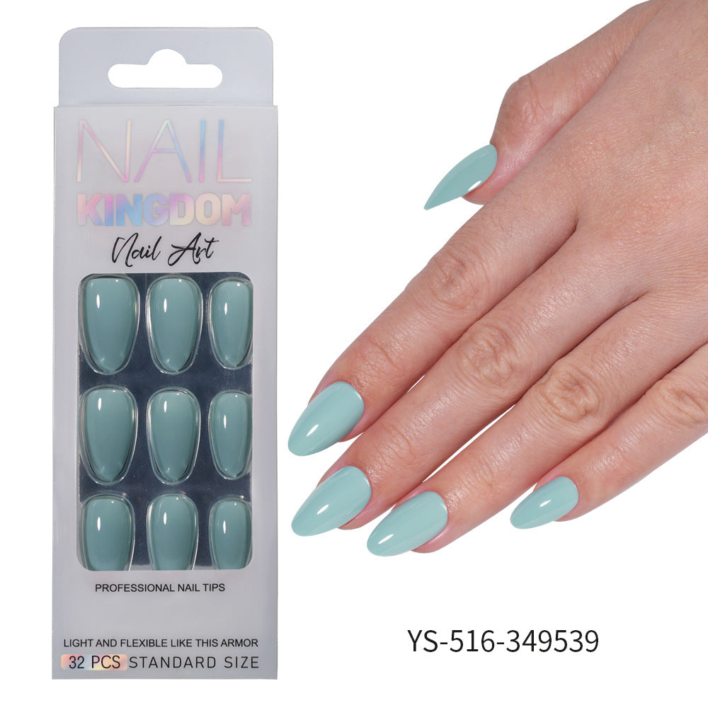 Press on nails Advanced Aurora Fine Flash Almond Short Nail Film Removable Fake Nail Prefabricated Solid Color  Nail Art Wholesale