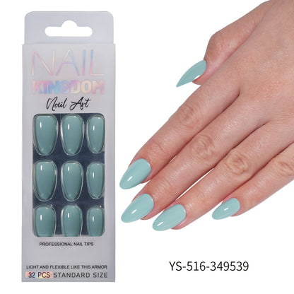 Press on nails Advanced Aurora Fine Flash Almond Short Nail Film Removable Fake Nail Prefabricated Solid Color  Nail Art Wholesale