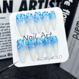 Handmade press-on nails two-color gradual change Korean large sequ medium and long nail patch  style long pointed fake nails｜365nails