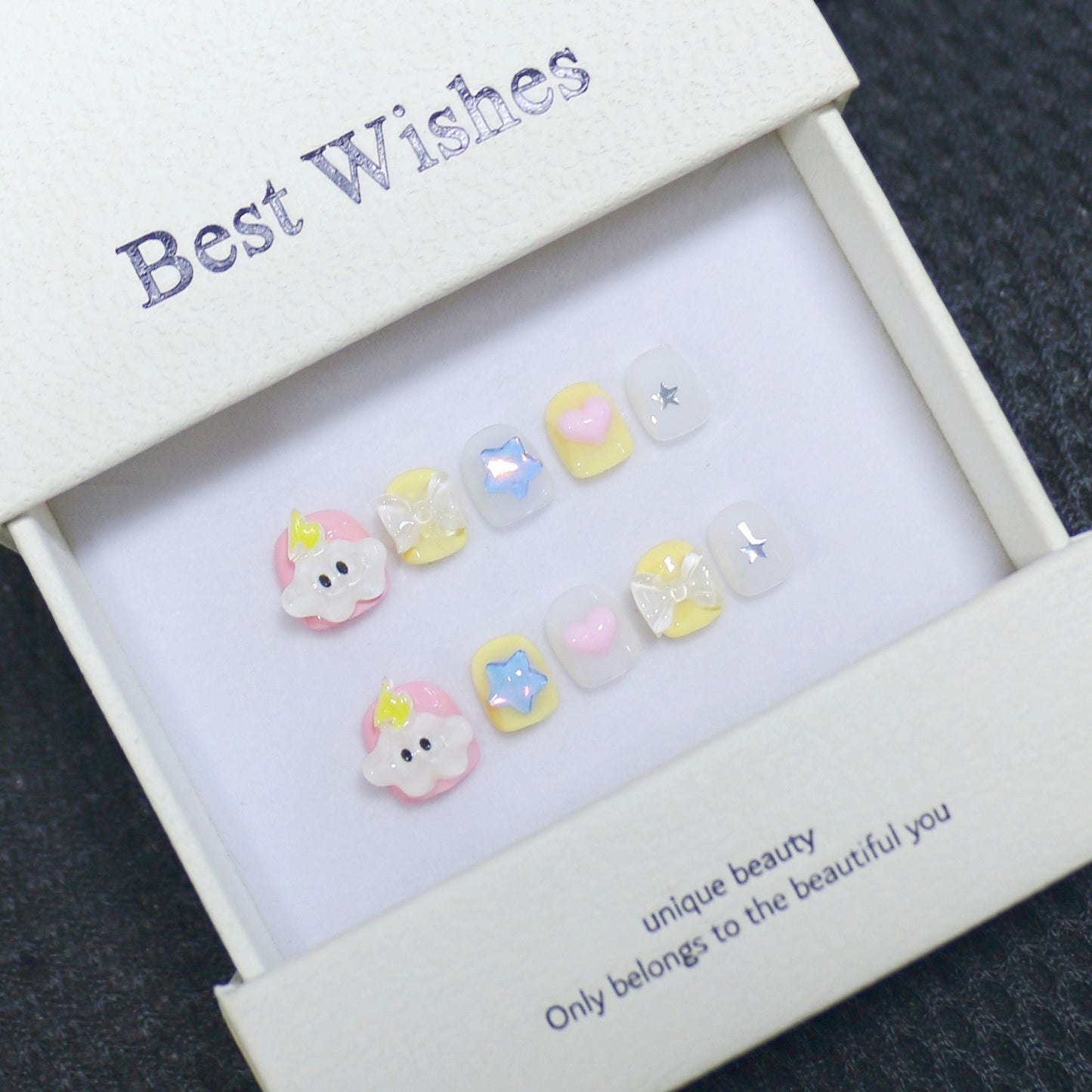 New handmade press-on nails cute cartoon fake nail flakes 3-12 years old