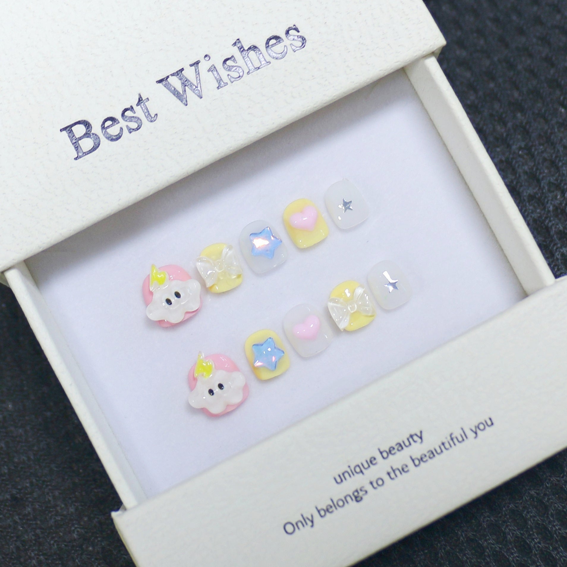 New handmade press-on nails cute cartoon fake nail flakes 3-12 years old